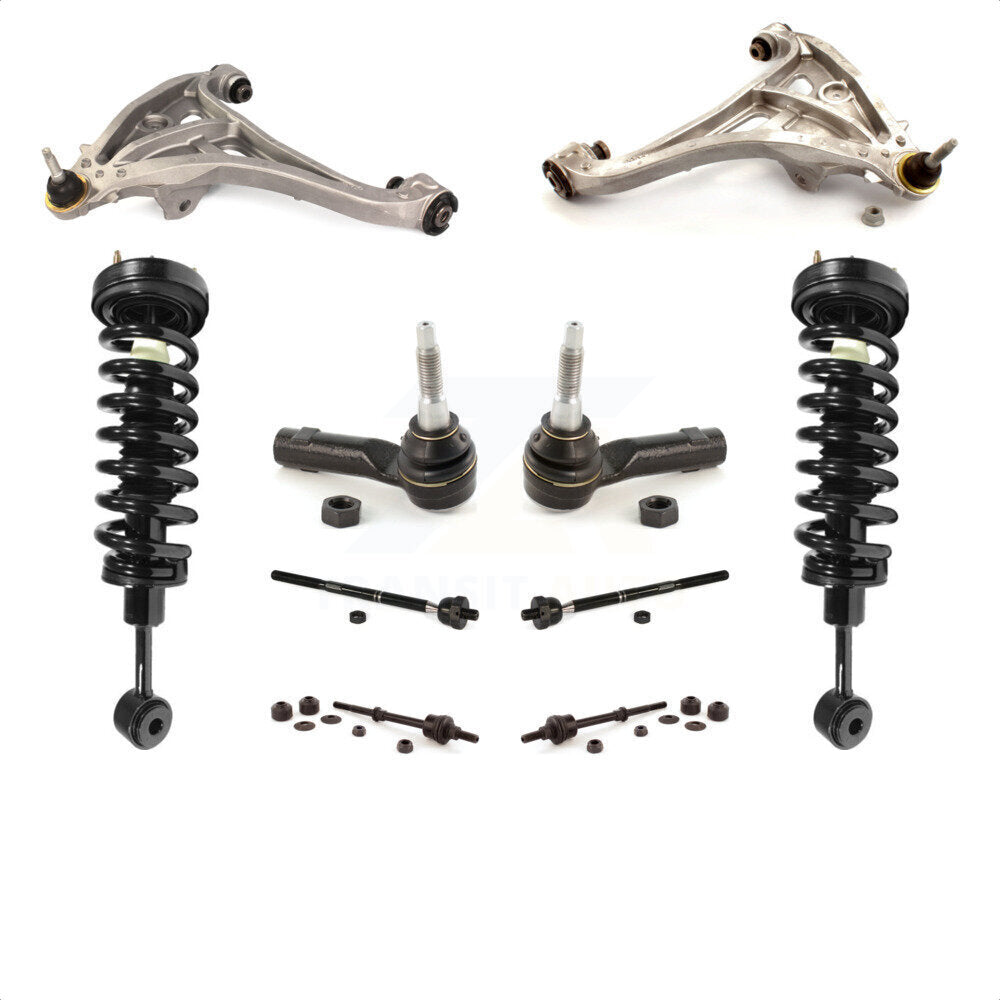 Front Control Arms Assembly And Complete Shock Tie Rods Link Sway Bar Suspension Kit (10Pc) For Ford F-150 Lincoln Mark LT 4WD KSS-103957 by Transit Auto