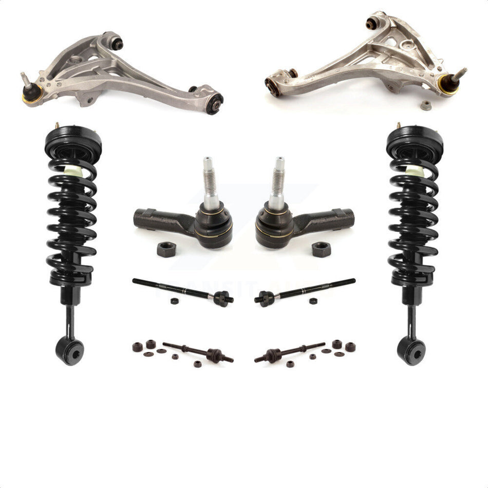 Front Control Arms Assembly And Complete Shock Tie Rods Link Sway Bar Suspension Kit (10Pc) For Ford F-150 Lincoln Mark LT 4WD KSS-103957 by Transit Auto