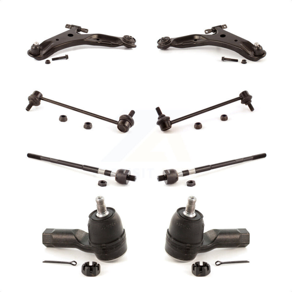 Front Suspension Control Arm And Ball Joint Assembly Steering Tie Rod End Stabilizer Bar Link Kit (8Pc) For 2001-2006 Hyundai Santa Fe KTR-100479 by TOR