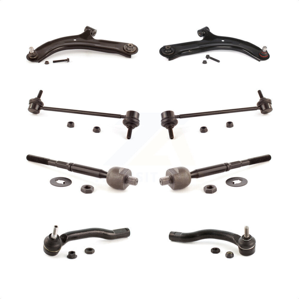 Front Suspension Control Arm And Ball Joint Assembly Steering Tie Rod End Stabilizer Bar Link Kit (8Pc) For Nissan Versa Cube KTR-100549 by TOR