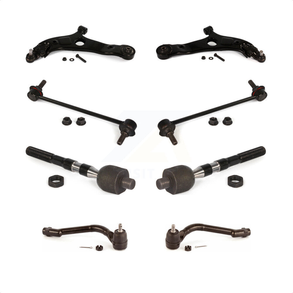 Front Suspension Control Arm And Ball Joint Assembly Steering Tie Rod End Stabilizer Bar Link Kit (8Pc) For 2014 Hyundai Sonata SE KTR-100573 by TOR