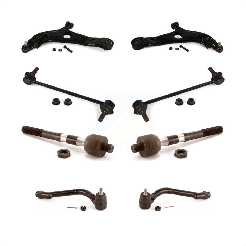 Front Suspension Control Arm And Ball Joint Assembly Steering Tie Rod End Stabilizer Bar Link Kit (8Pc) For Hyundai Sonata Kia Optima Cadenza KTR-100574 by TOR