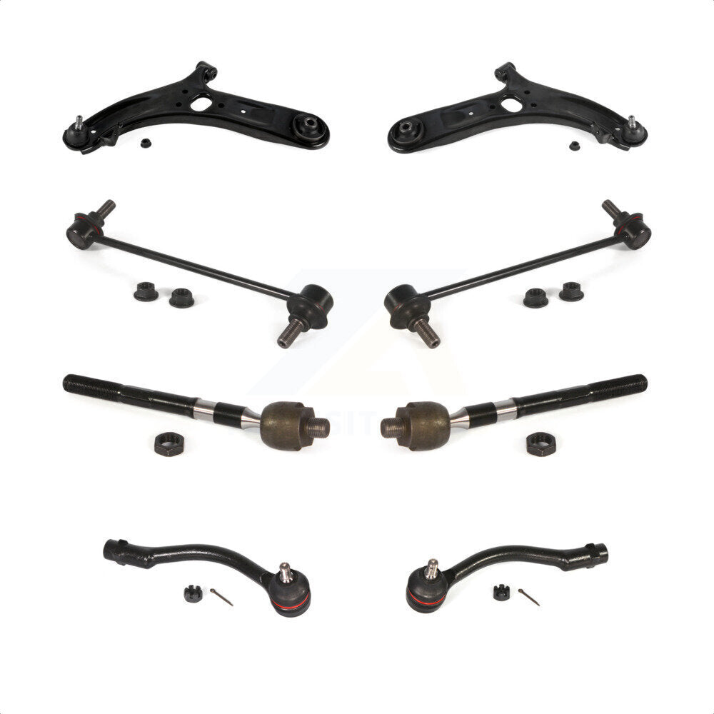 Front Suspension Control Arm And Ball Joint Assembly Steering Tie Rod End Stabilizer Bar Link Kit (8Pc) For 2012-2017 Hyundai Accent KTR-100577 by TOR