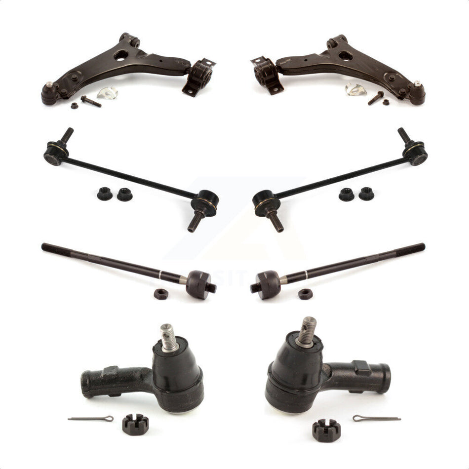 Front Suspension Control Arm And Ball Joint Assembly Steering Tie Rod End Stabilizer Bar Link Kit (8Pc) For 2009-2010 Ford Focus Without Fixed Ratio KTR-100585 by TOR