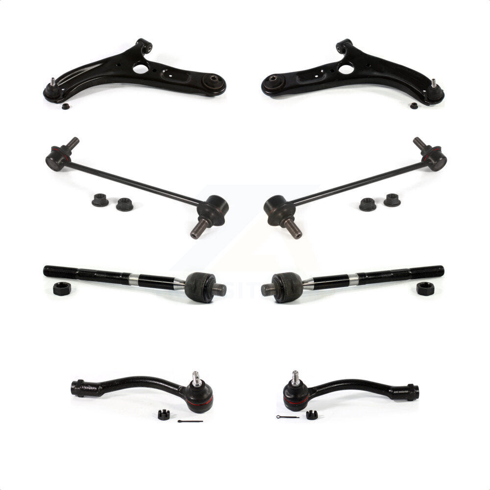 Front Suspension Control Arm And Ball Joint Assembly Steering Tie Rod End Stabilizer Bar Link Kit (8Pc) For Kia Forte Forte5 Koup KTR-103233 by TOR