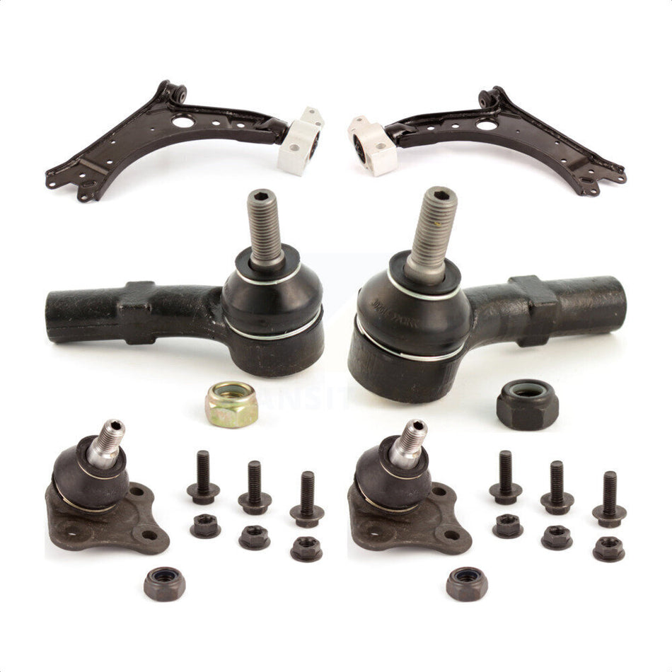 Front Suspension Control Arm With Tie Rod End And Ball Joint Kit (6Pc) For 2007 Volkswagen Jetta 2.0T 2.5 Europa Trendline Wolfsburg Edition TDI To VIN 9M7631263 KTR-103986 by TOR