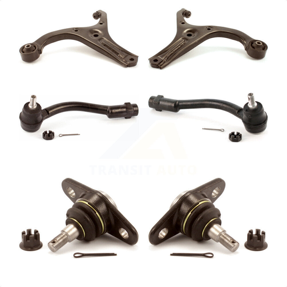 Front Suspension Control Arm With Tie Rod End And Ball Joint Kit (6Pc) For Hyundai Accent KTR-103995 by TOR