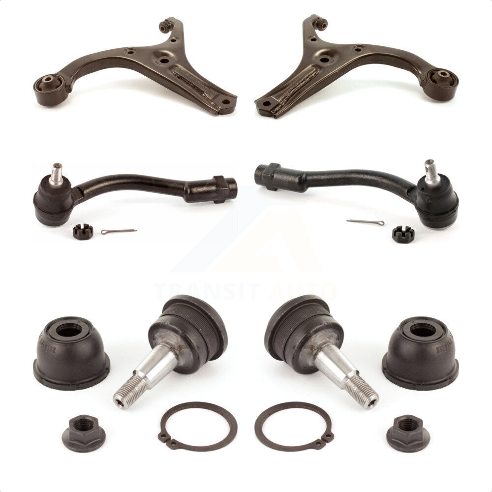 Front Suspension Control Arm With Tie Rod End And Ball Joint Kit (6Pc) For 2006 Hyundai Accent Hatchback KTR-103996 by TOR