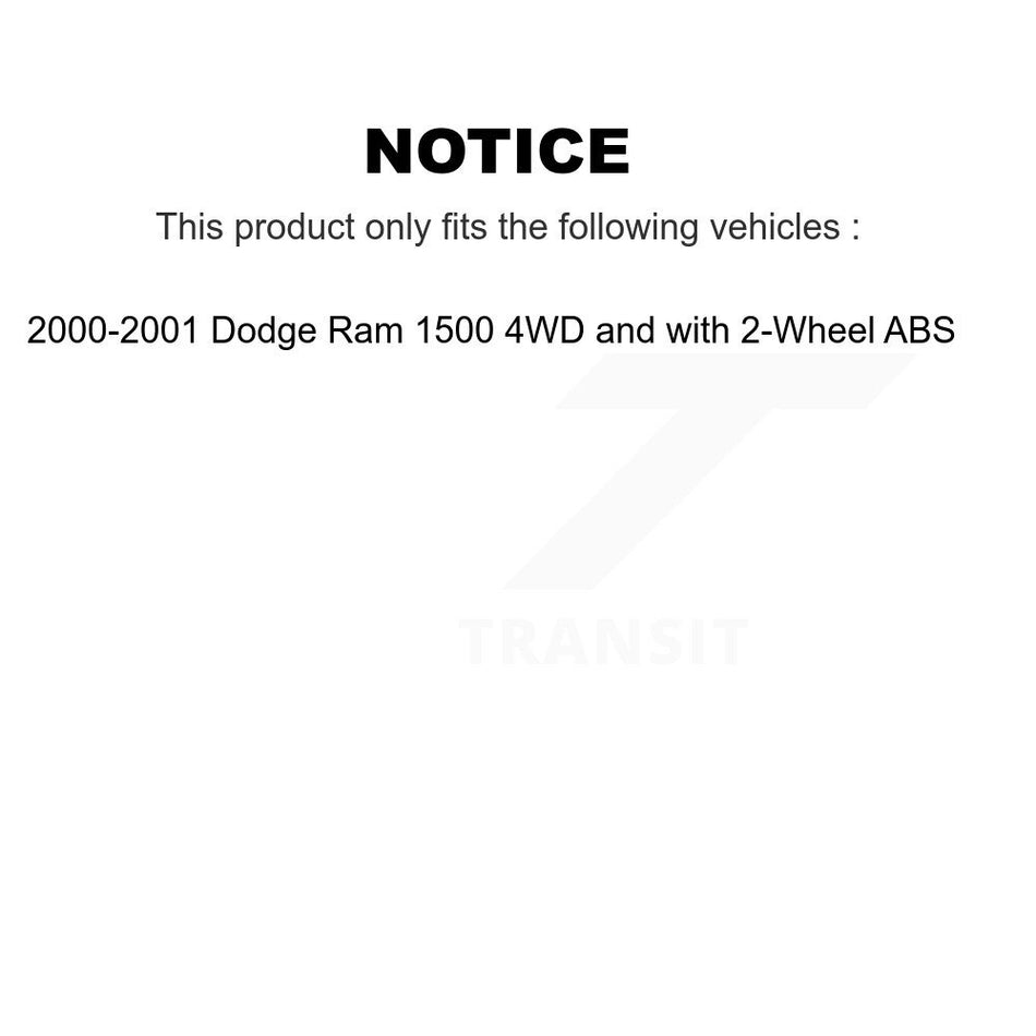 Front Wheel Bearing And Hub Assembly Pair For 2000-2001 Dodge Ram 1500 4WD with 2-Wheel ABS K70-100391