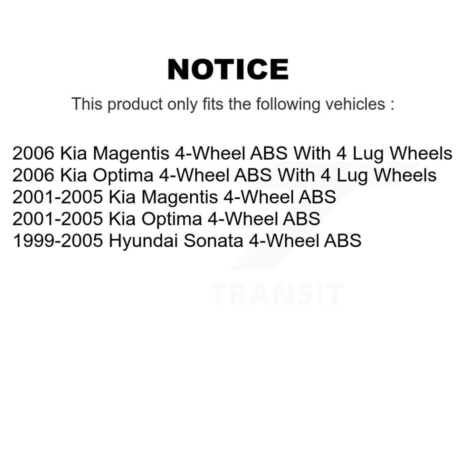 Rear Wheel Bearing And Hub Assembly Pair For Hyundai Sonata Kia Optima Magentis 4-Wheel ABS K70-100593