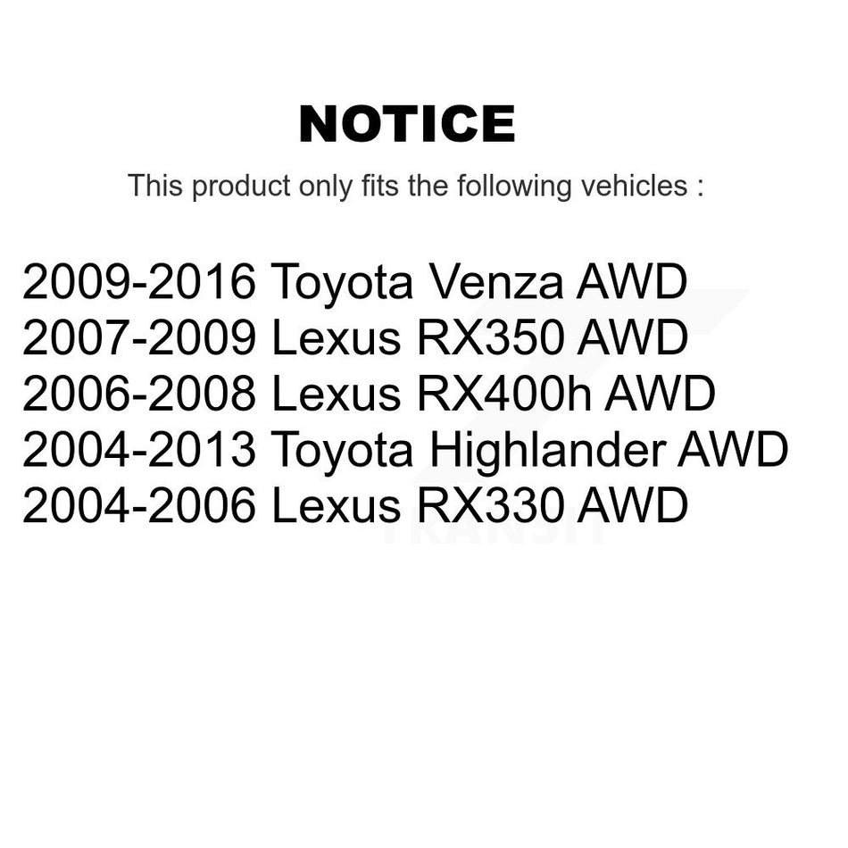 Rear Wheel Bearing And Hub Assembly Pair For Toyota Highlander Lexus Venza RX350 RX330 RX400h AWD K70-100634