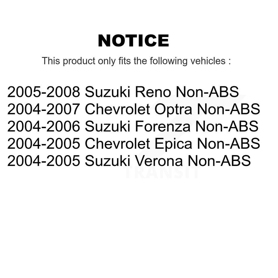 Rear Wheel Bearing And Hub Assembly Pair For Suzuki Forenza Reno Verona Chevrolet Optra Epica Non-ABS K70-100654