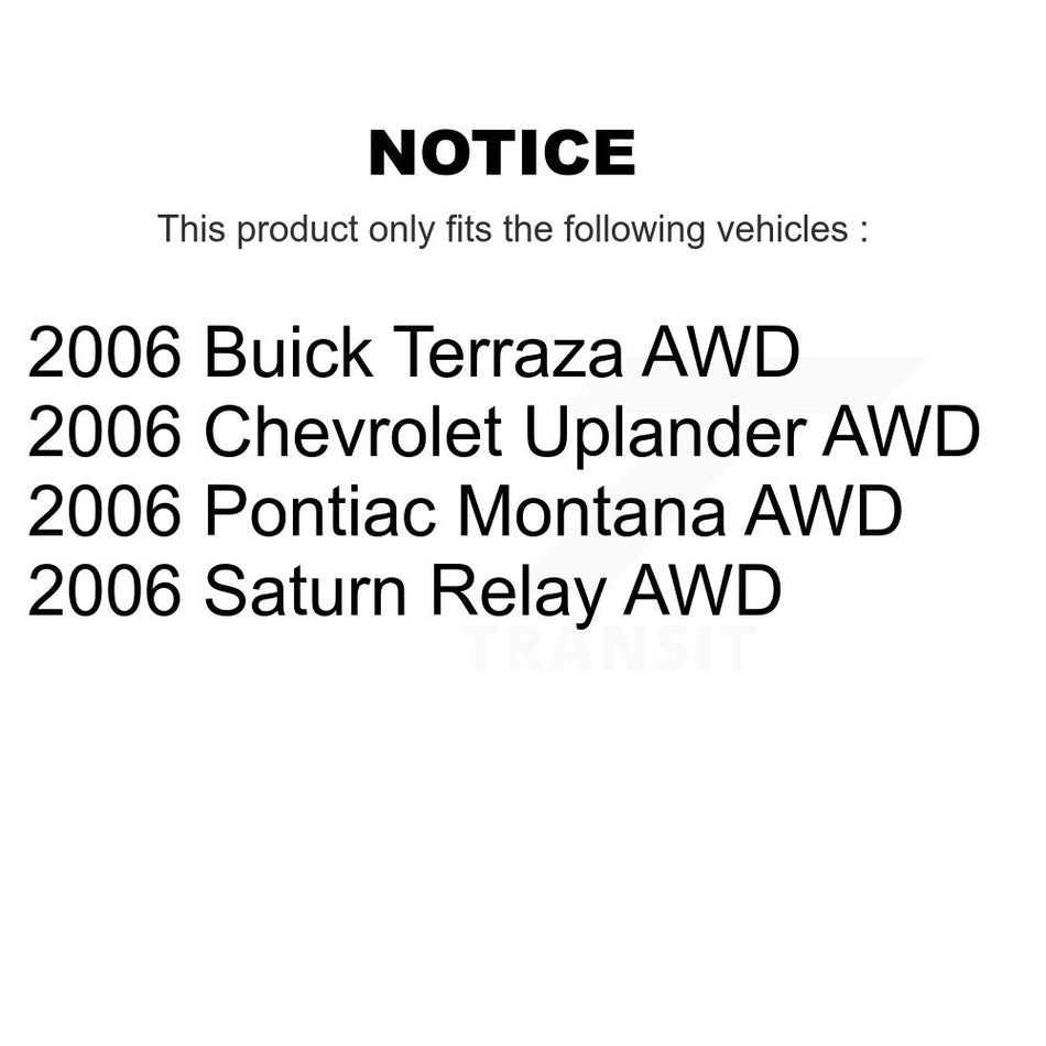 Rear Wheel Bearing And Hub Assembly Pair For 2006-2006 Chevrolet Uplander Pontiac Montana Buick Terraza Saturn Relay AWD K70-100770