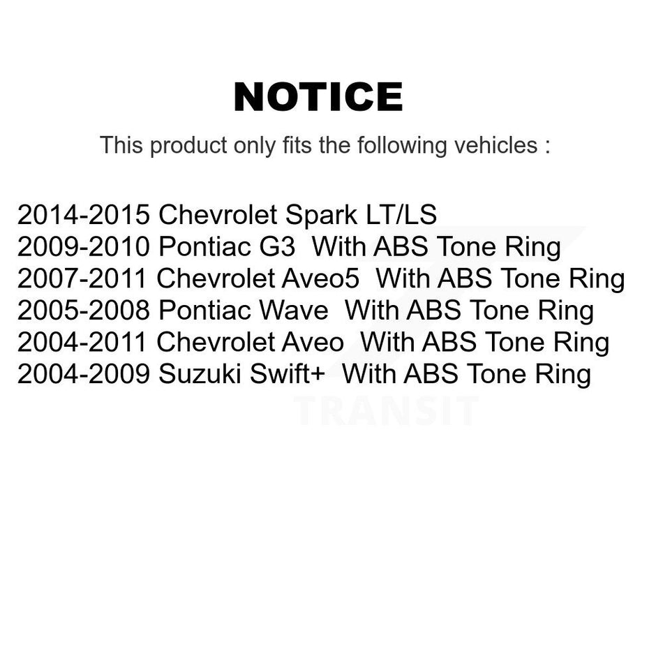 Rear Wheel Bearing And Hub Assembly Pair For Chevrolet Aveo Spark Aveo5 Pontiac G3 Suzuki Wave Swift+ K70-100787