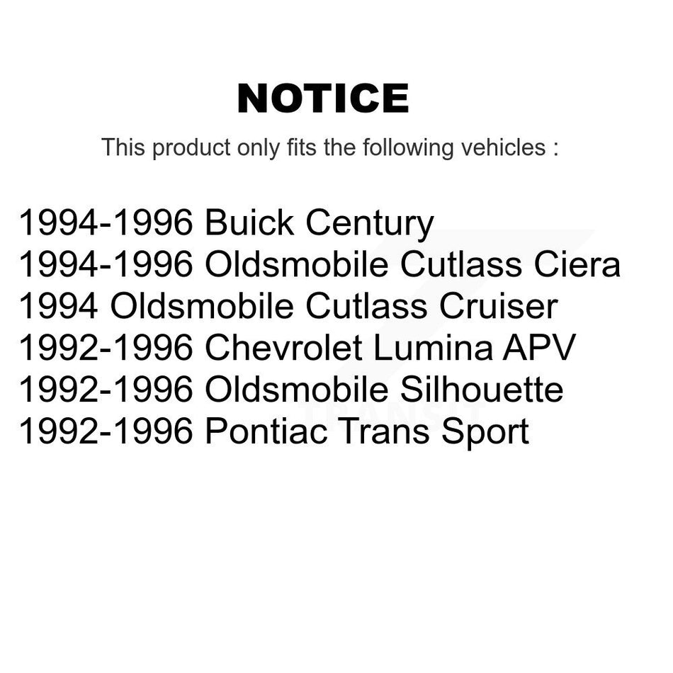 Front Rear Wheel Bearing & Hub Assembly Kit For Oldsmobile Cutlass Ciera Buick Century Chevrolet Lumina APV Pontiac Trans Sport Silhouette Cruiser K70-101164