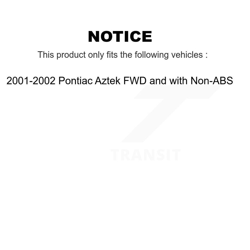 Front Rear Wheel Bearing & Hub Assembly Kit For 2001-2002 Pontiac Aztek FWD with Non-ABS K70-101174