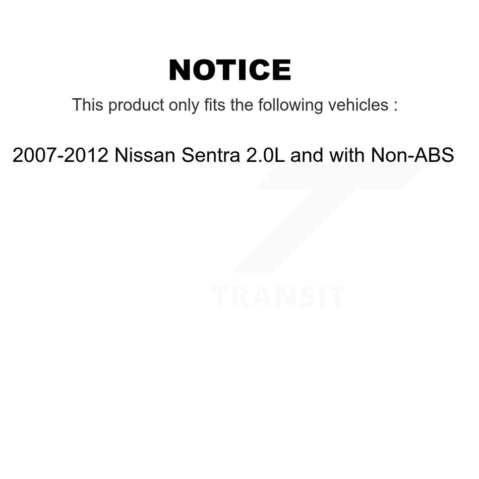 Front Rear Wheel Bearing & Hub Assembly Kit For 2007-2012 Nissan Sentra 2.0L with Non-ABS K70-101268