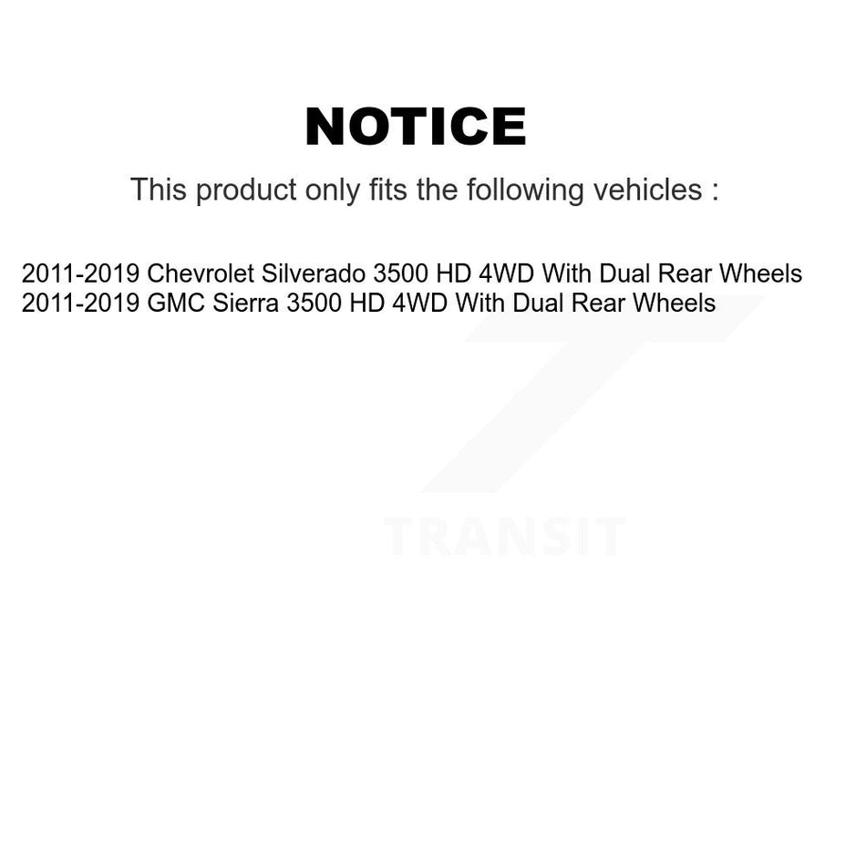 Front Wheel Bearing And Hub Assembly Pair For 2011-2019 Chevrolet Silverado 3500 HD GMC Sierra With Dual Rear Wheels 4WD K70-101491