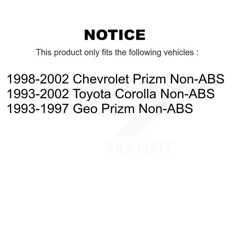 Front Rear Wheel Bearing And Hub Assembly Kit For Toyota Corolla Prizm Chevrolet Geo Non-ABS K70-101527