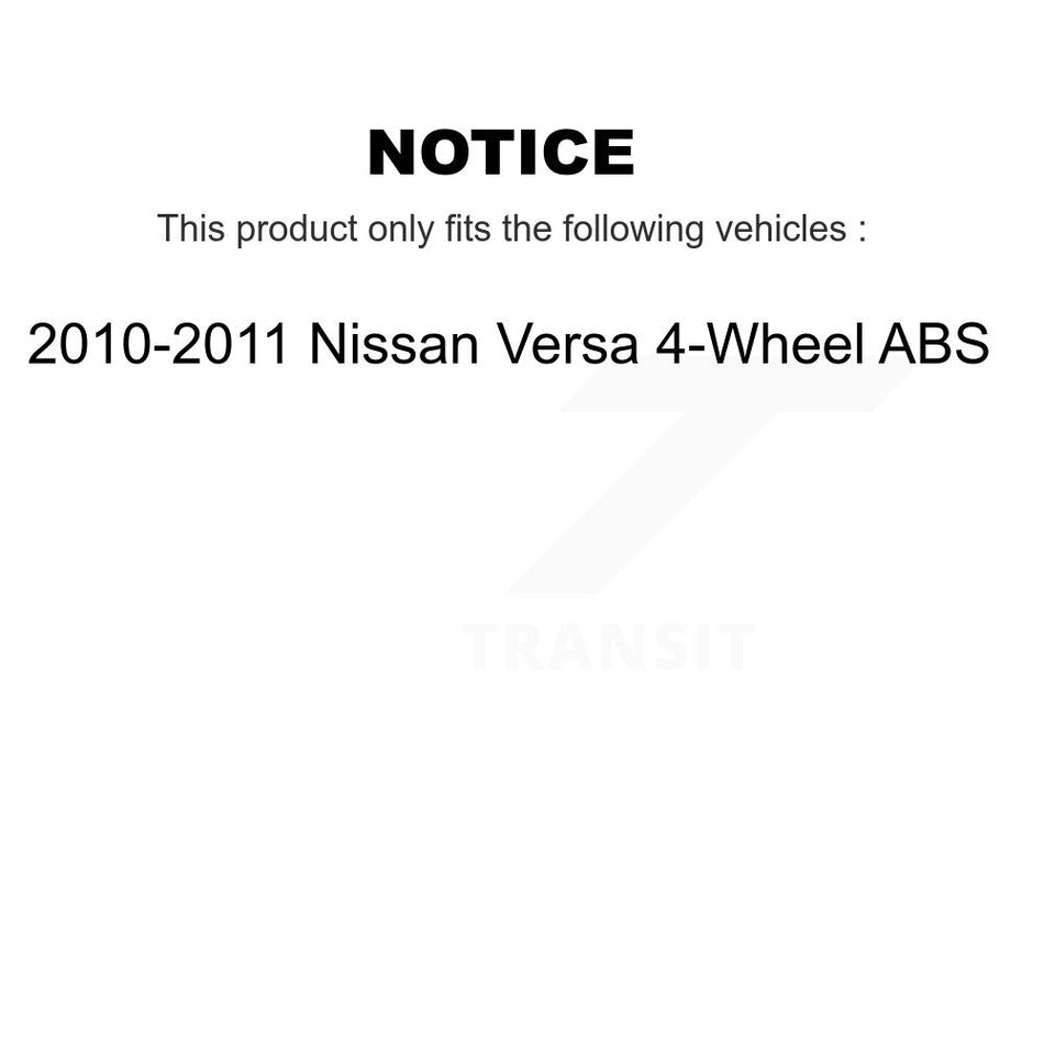 Front Rear Wheel Bearing And Hub Assembly Kit For 2010-2011 Nissan Versa 4-Wheel ABS K70-101682