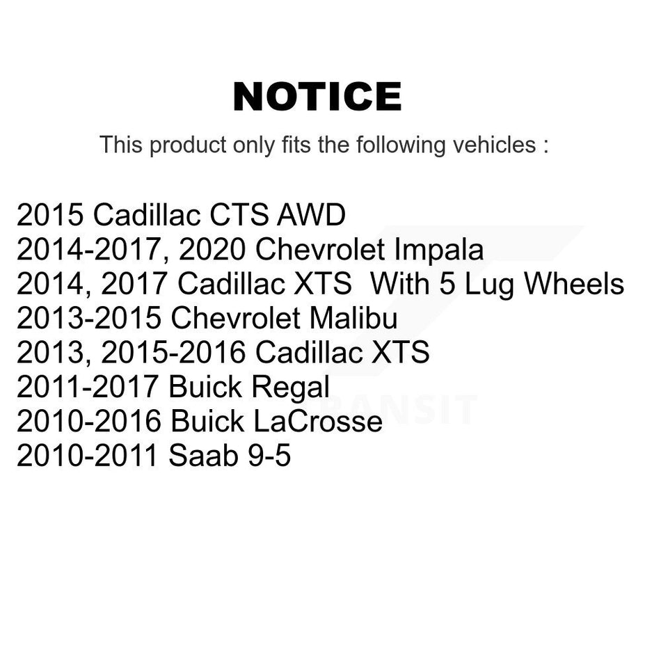 Front Rear Wheel Bearing & Hub Assembly Kit For Chevrolet Malibu Buick Impala LaCrosse Regal Cadillac XTS CTS Saab 9-5 K70-101734