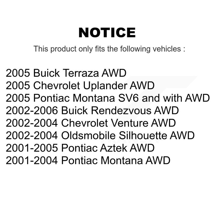 Front Rear Wheel Bearing & Hub Assembly Kit For Buick Rendezvous Chevrolet Pontiac Venture Montana Aztek Uplander Oldsmobile Silhouette Terraza K70-101751