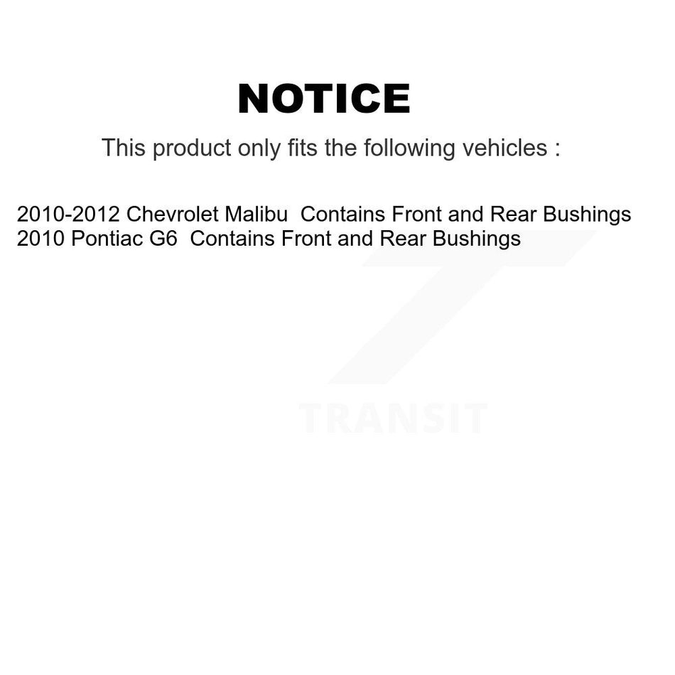 Front Suspension Control Arm And Ball Joint Assembly Link Kit For Chevrolet Malibu Pontiac G6 Contains Rear Bushings K72-100051