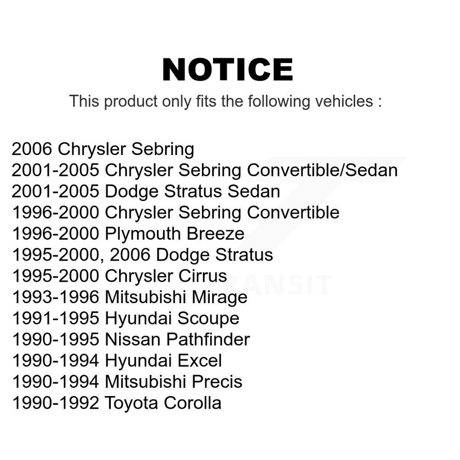 Front Suspension Link Pair For Chrysler Sebring Dodge Stratus Toyota Corolla Nissan Pathfinder Cirrus Plymouth Breeze Hyundai Excel Mitsubishi Mirage Scoupe Precis K72-100192