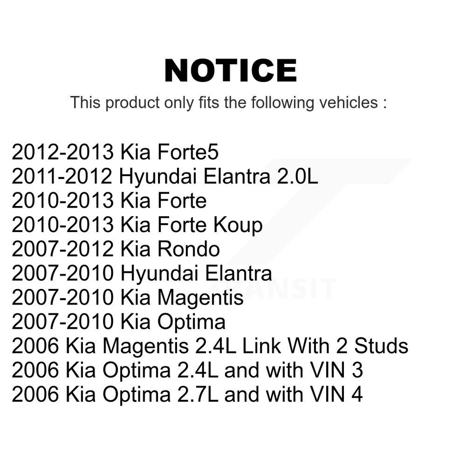 Front Suspension Link Pair For Hyundai Elantra Kia Forte Optima Rondo Koup Forte5 Magentis K72-100198