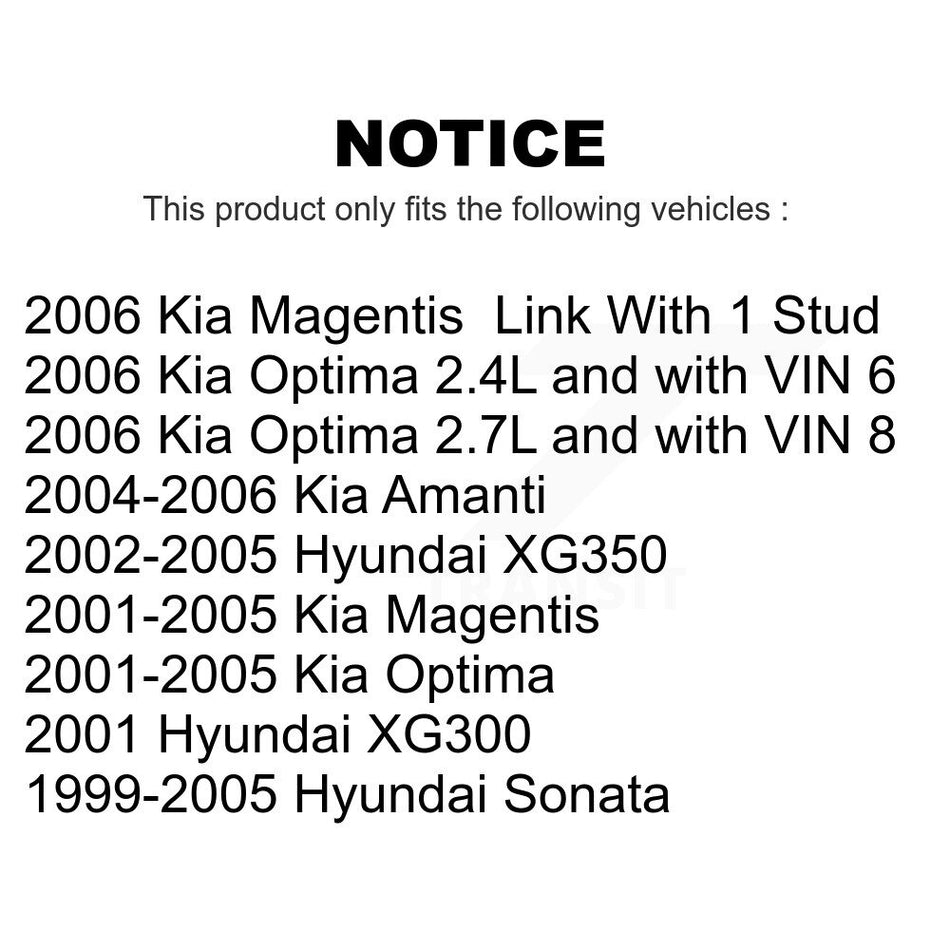 Front Suspension Link Pair For Hyundai Sonata Kia Optima XG350 Amanti XG300 Magentis K72-100279