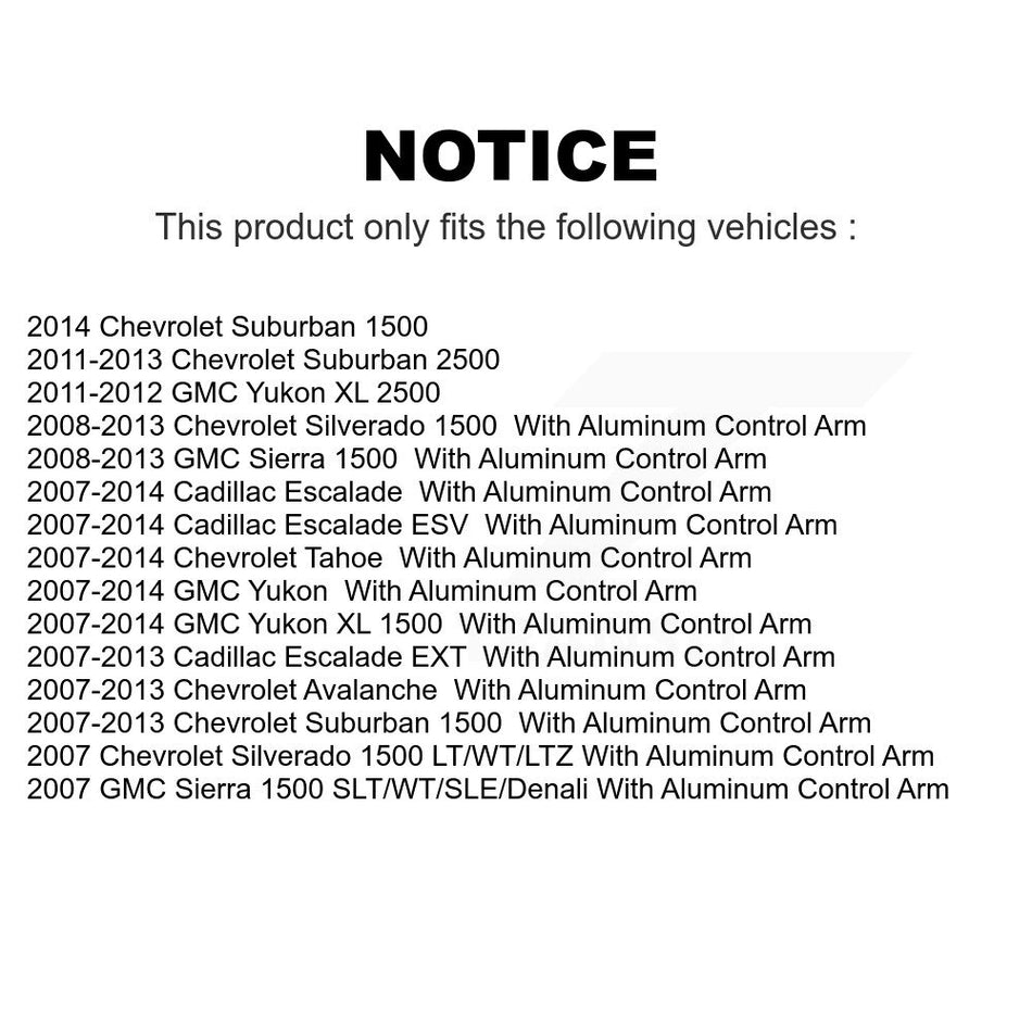 Front Suspension Ball Joints Pair For Chevrolet Silverado 1500 GMC Sierra Tahoe Suburban Yukon Cadillac XL Avalanche Escalade ESV EXT 2500 K72-100426