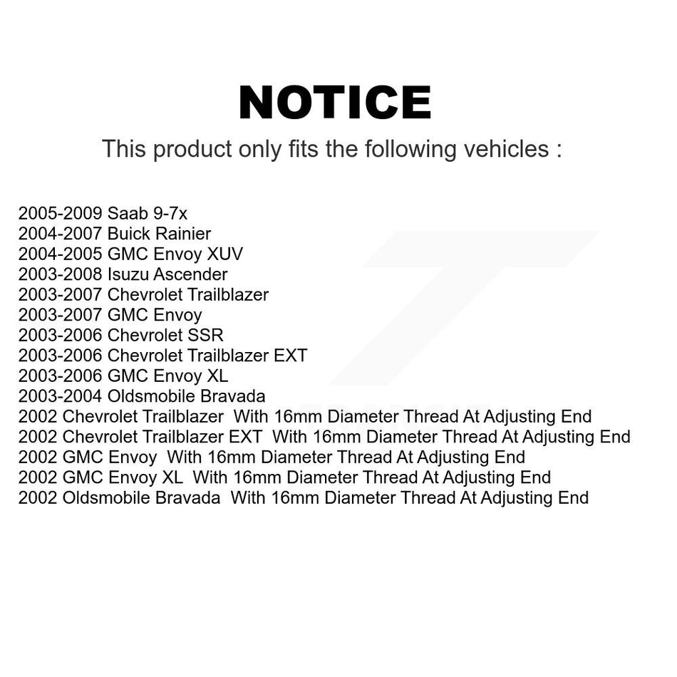 Front Suspension Ball Joint And Tie Rod End Kit For Chevrolet Trailblazer GMC Envoy EXT XL Buick Rainier Oldsmobile Bravada XUV SSR Isuzu Ascender Saab 9-7x K72-100898