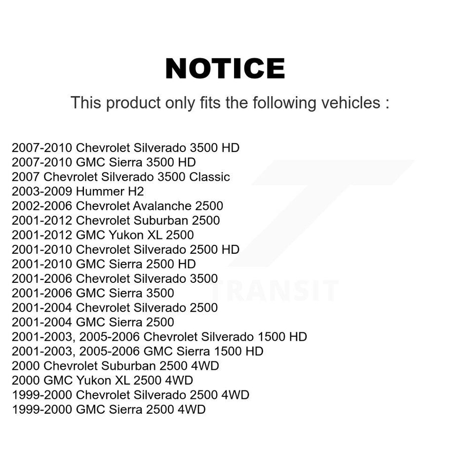 Front Suspension Control Arm And Ball Joint Assembly Link Kit For Chevrolet Silverado 2500 HD GMC Sierra 3500 Hummer H2 1500 Suburban Classic Yukon XL Avalanche K72-101100