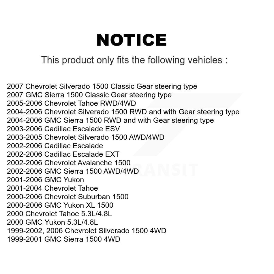 Front Suspension Control Arm & Ball Joint Assembly Steering Tie Rod End Link Kit For Chevrolet Silverado 1500 GMC Tahoe Sierra Suburban Yukon Avalanche XL Cadillac Classic Escalade ESV EXT K72-101126