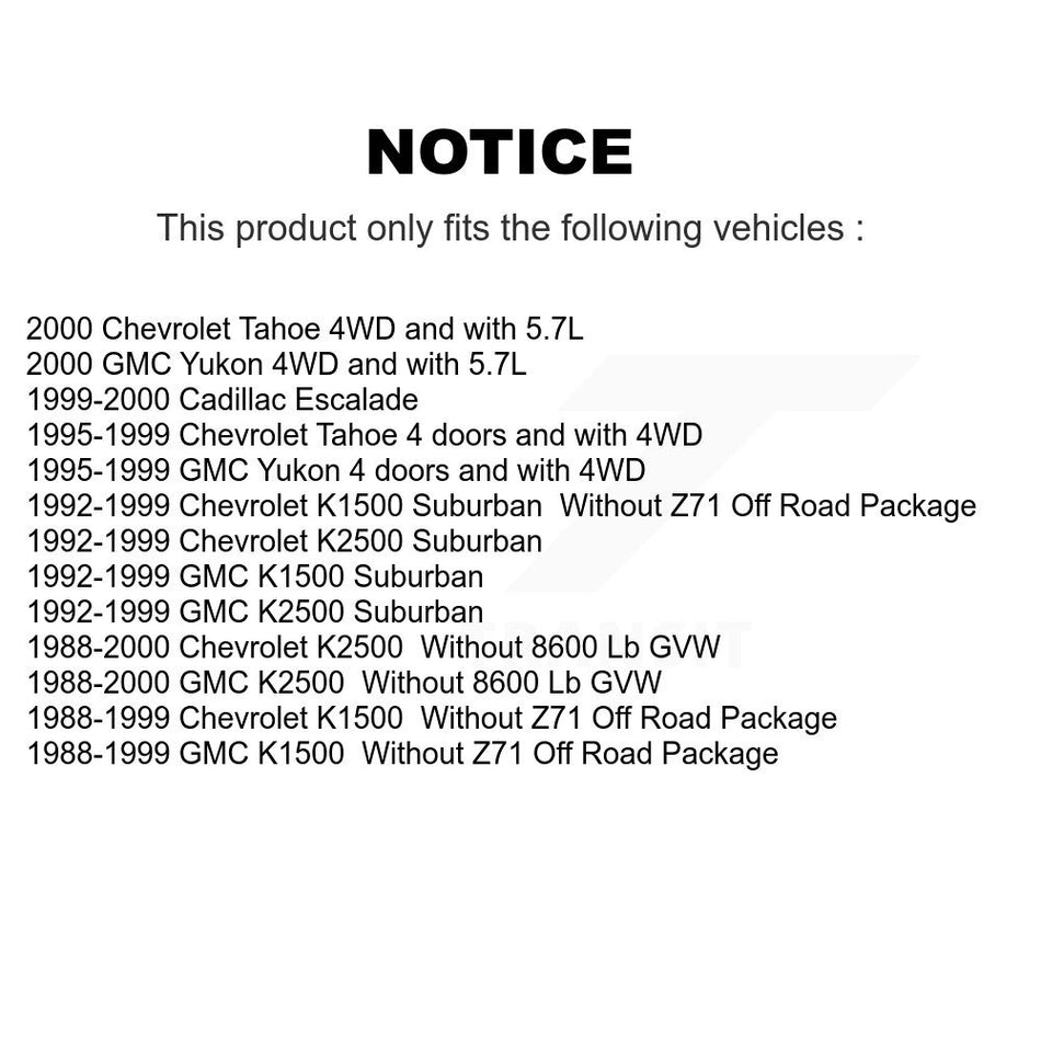 Front Rear Suspension Shock Absorber Kit For Chevrolet K1500 GMC Tahoe K2500 Suburban Yukon Cadillac Escalade K78-100186