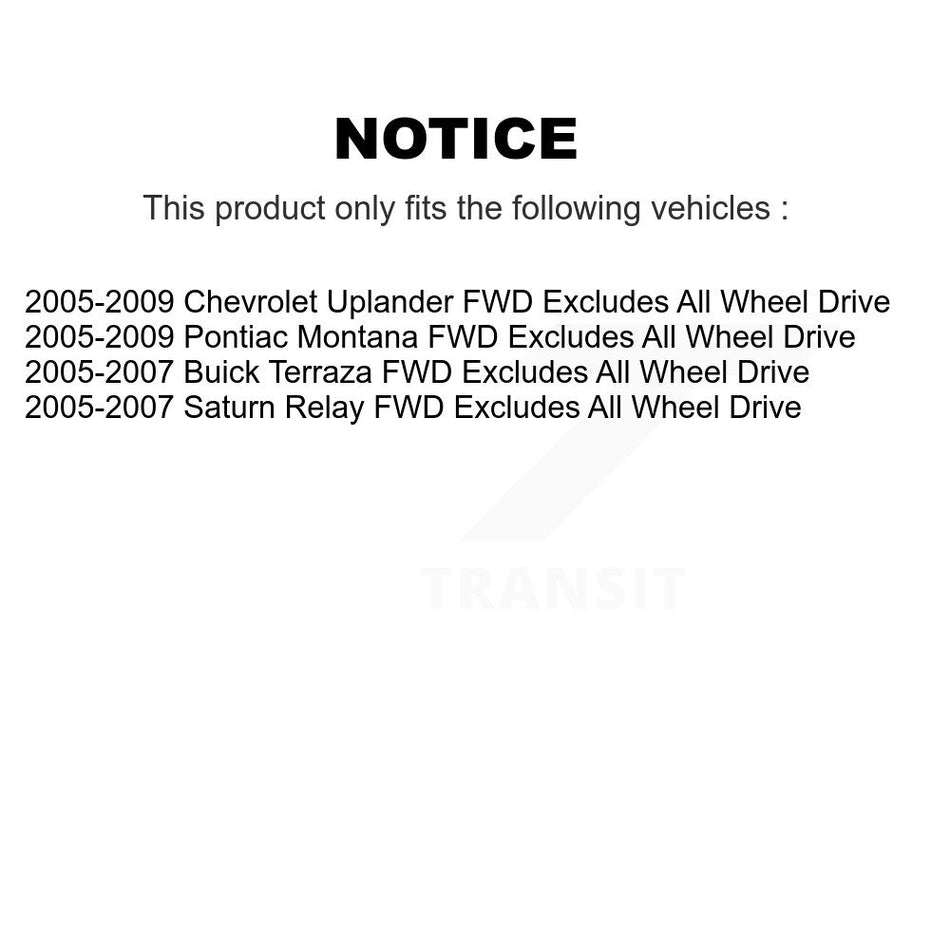 Front Complete Suspension Shocks Strut And Coil Spring Mount Assemblies Pair For Chevrolet Uplander Pontiac Montana Buick Terraza Saturn Relay Excludes All Wheel Drive FWD K78A-100022