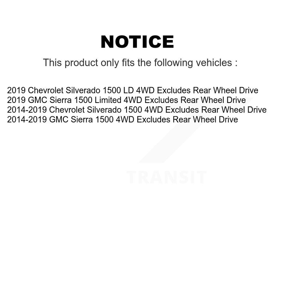 Front Complete Suspension Shocks Strut And Coil Spring Mount Assemblies Pair For Chevrolet Silverado 1500 GMC Sierra LD Limited Excludes Rear Wheel Drive 4WD K78A-100343