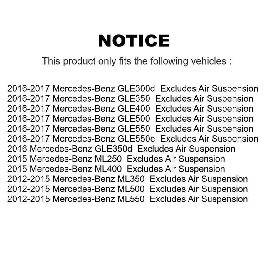 Front Complete Shocks Strut And Coil Spring Pair For Mercedes-Benz ML350 GLE350 ML400 GLE400 ML550 ML250 GLE300d GLE550e ML500 GLE500 GLE550 GLE350d Excludes Air Suspension K78A-100375