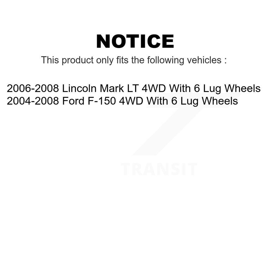 Front Disc Brake Rotors Pair For Ford F-150 Lincoln Mark LT With 6 Lug Wheels 4WD K8-100162