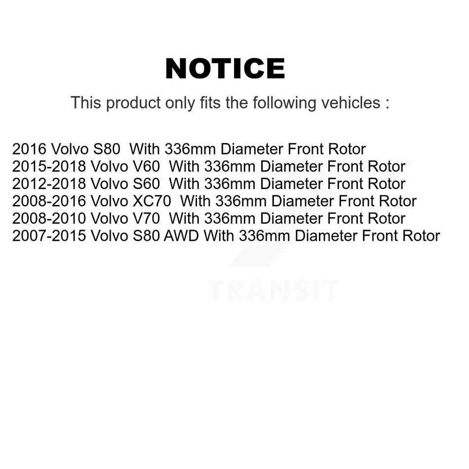 Front Disc Brake Rotors Pair For Volvo S60 XC70 S80 V60 V70 With 336mm Diameter Rotor K8-100476