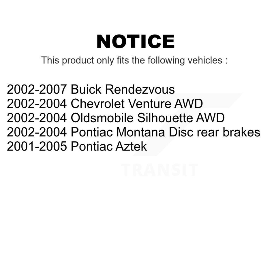 Rear Disc Brake Rotors Pair For Buick Rendezvous Chevrolet Venture Pontiac Montana Aztek Oldsmobile Silhouette K8-100579