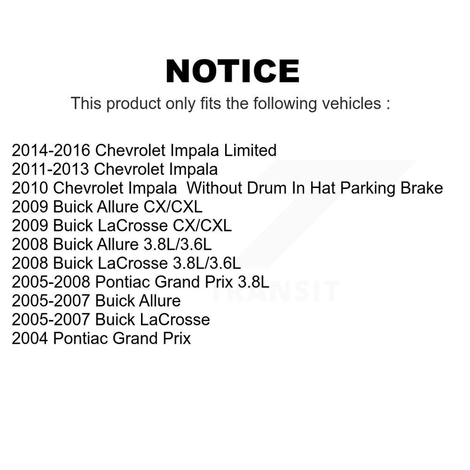 Rear Disc Brake Rotors Pair For Chevrolet Impala Pontiac Grand Prix Buick LaCrosse Limited Allure K8-100582