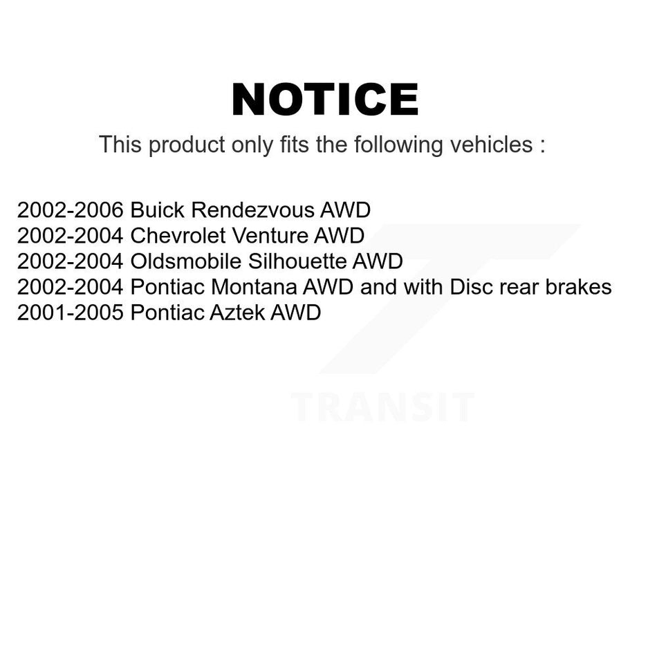 Front Rear Disc Brake Rotors Kit For Buick Rendezvous Chevrolet Venture Pontiac Montana Aztek Oldsmobile Silhouette K8-100996