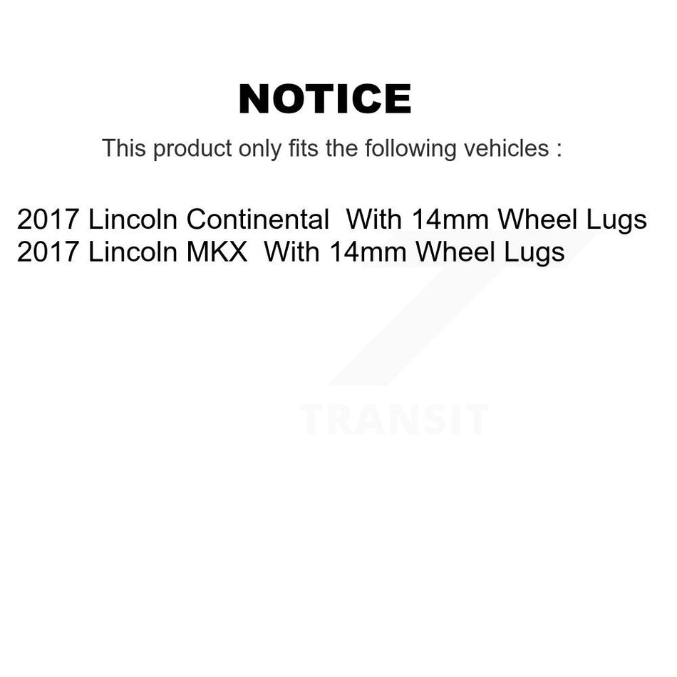 Front Rear Disc Brake Rotors Kit For 2017-2017 Lincoln MKX Continental With 14mm Wheel Lugs K8-101159