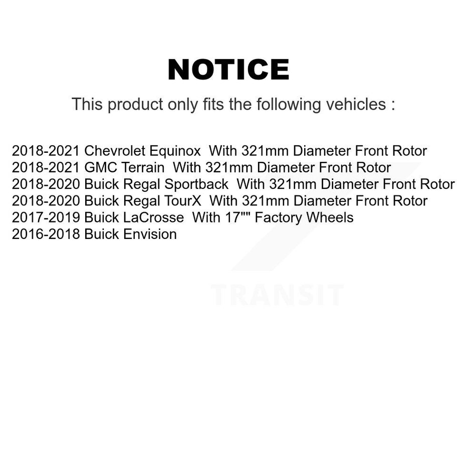 Front Disc Brake Rotors Pair For Chevrolet Equinox GMC Terrain Buick Envision LaCrosse Regal Sportback TourX K8-101744