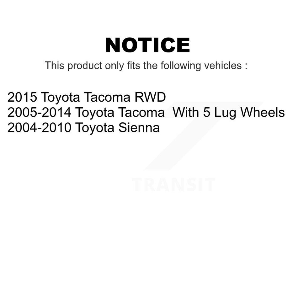 Rear Brake Drums Pair For Toyota Tacoma Sienna K8-101878