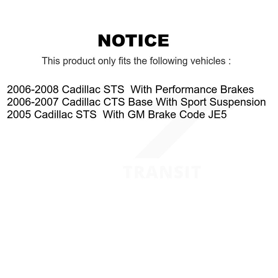 Front Rear Disc Brake Rotors And Ceramic Pads Kit For 2006-2007 Cadillac CTS Base With Sport Suspension 323mm Diameter Rotor K8C-101523
