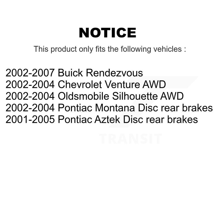 Rear Disc Brake Rotors And Ceramic Pads Kit For Buick Rendezvous Chevrolet Venture Pontiac Montana Aztek Oldsmobile Silhouette K8C-101893