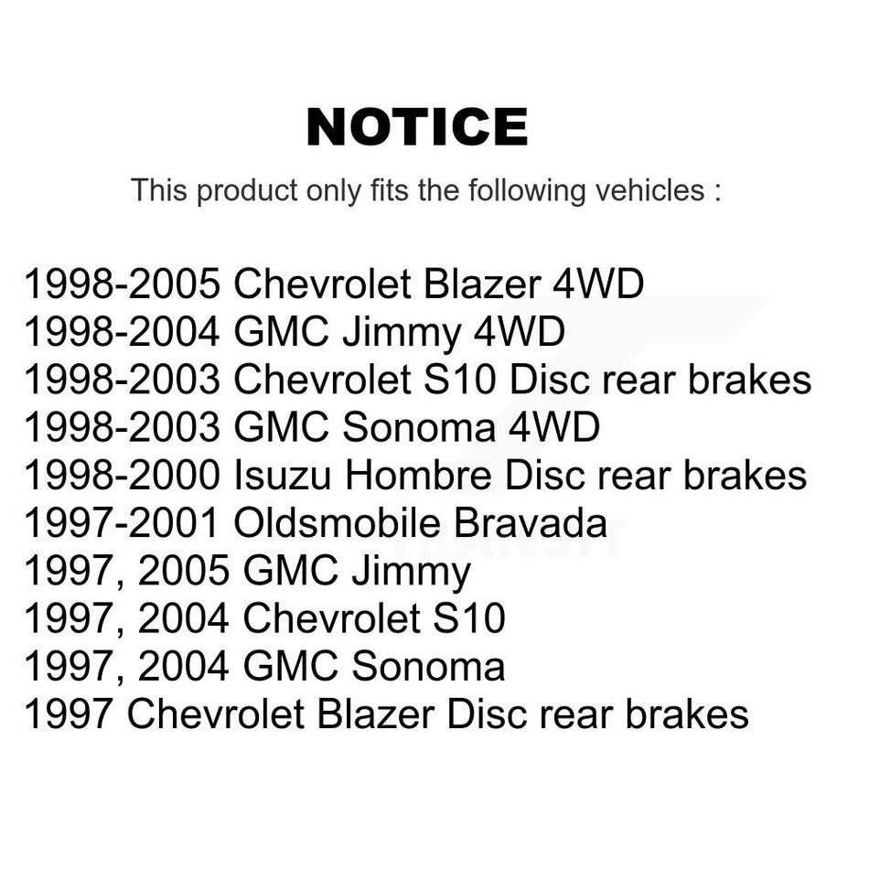 Rear Disc Brake Rotors And Ceramic Pads Kit For Chevrolet S10 Blazer GMC Sonoma Jimmy Oldsmobile Bravada Isuzu Hombre K8C-102109