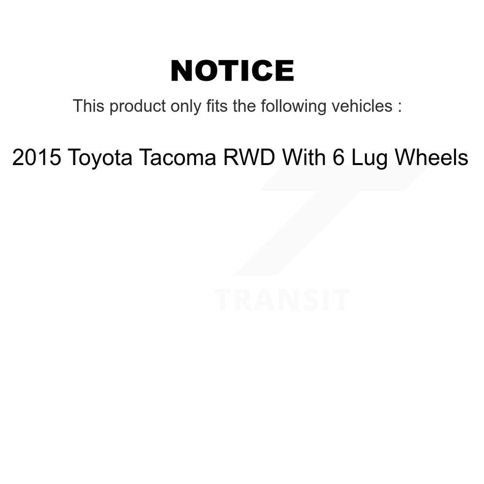 Front Rear Disc Brake Rotors Ceramic Pads And Drum Kit (7Pc) For 2015 Toyota Tacoma RWD With 6 Lug Wheels K8C-102255